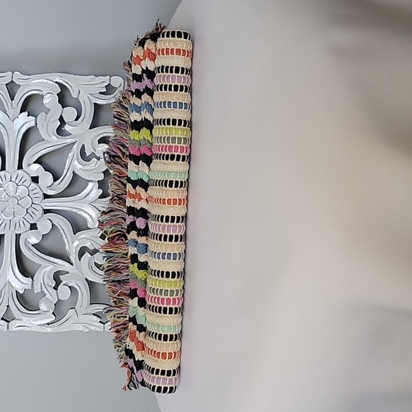 Stella & Dot Taj Bohemian Multicolored Striped Fringe Clutch - Picture 5 of 14